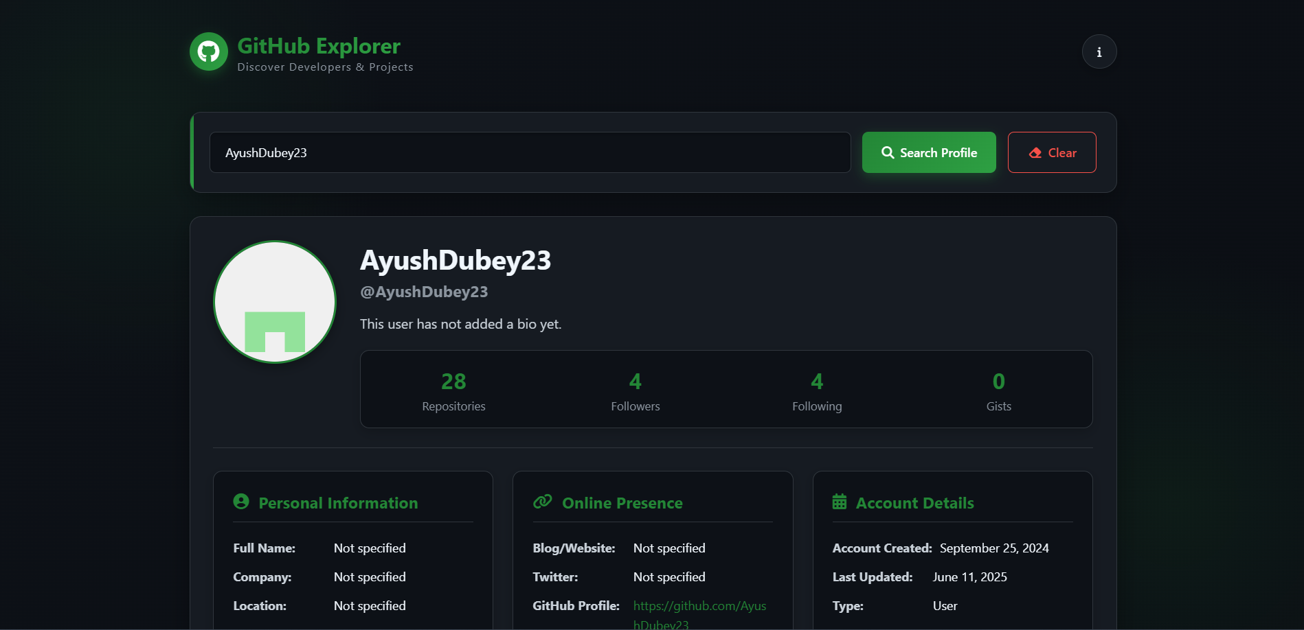 GitHub Profile Finder